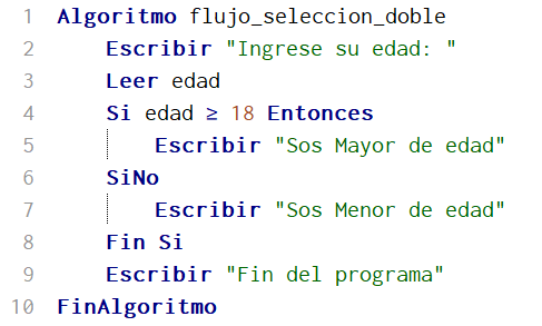 Ejemplo Flujo de seleccion doble
